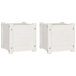 vidaXL Jardineras 2 uds madera maciza de pino blanco 31x31x31 cm 