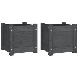 vidaXL Jardineras 2 uds madera maciza de pino gris 31x31x31 cm 