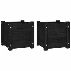 vidaXL Jardineras 2 uds madera maciza de pino negra 31x31x31 cm 