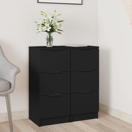 vidaXL Aparador de madera contrachapada negro 30x30x70 cm