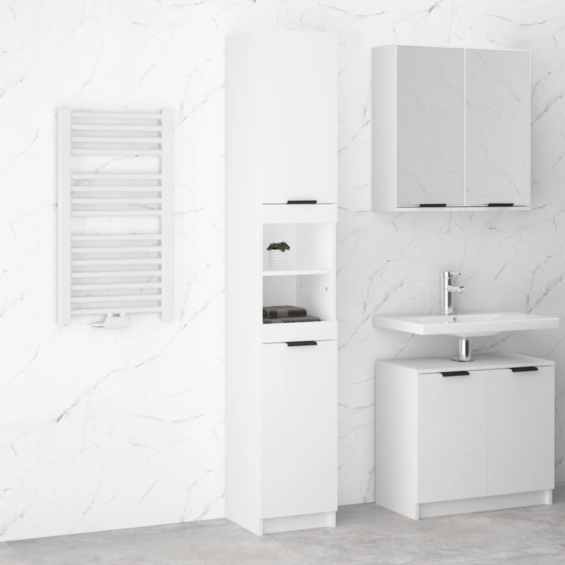 vidaXL Armario de baño madera contrachapada blanco 32x34x188,5 cm vidaXL Armario de baño madera contrachapada blanco 32x34x188,5 cm