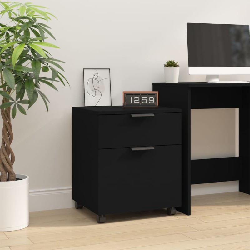 vidaXL Archivador con ruedas madera contrachapada negro 45x38x54 cm vidaXL Archivador con ruedas madera contrachapada negro 45x38x54 cm