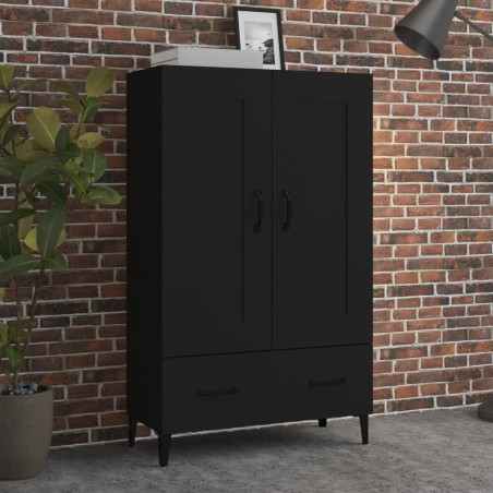 vidaXL Aparador de madera de ingeniería negro 70x31x115 cm