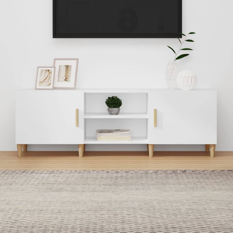 vidaXL Mueble para TV madera contrachapada blanco 150x30x50 cm