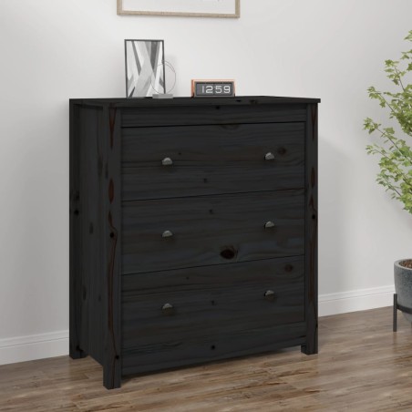 vidaXL Aparador de madera maciza de pino negro 70x35x80 cm