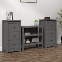 vidaXL Aparadores 2 uds madera maciza de pino gris 40x35x80 cm