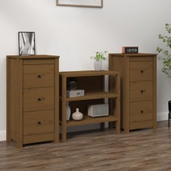 vidaXL Aparadores 2 uds madera maciza de pino marrón miel 40x35x80 cm