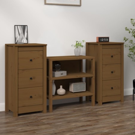 vidaXL Aparadores 2 uds madera maciza de pino marrón miel 40x35x80 cm