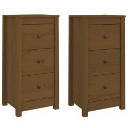 vidaXL Aparadores 2 uds madera maciza de pino marrón miel 40x35x80 cm