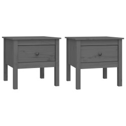 vidaXL Mesa auxiliar 2 uds madera maciza de pino gris 50x50x49 cm