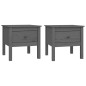 vidaXL Mesa auxiliar 2 uds madera maciza de pino gris 50x50x49 cm