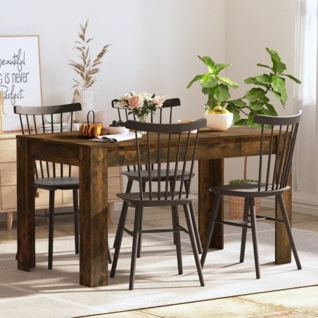 vidaXL Mesa comedor madera contrachapada roble ahumado 140x74,5x76 cm