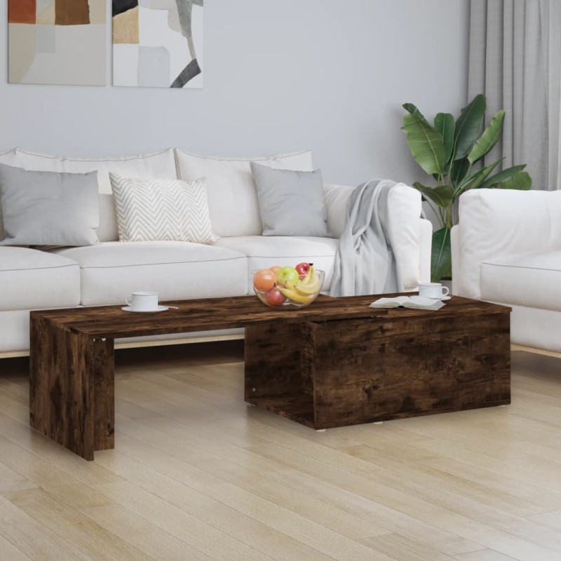vidaXL Mesa de centro madera contrachapada roble ahumado 150x50x35 cm vidaXL Mesa de centro madera contrachapada roble ahumado 150x50x35 cm