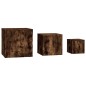 vidaXL Mesitas auxiliares 3 piezas madera contrachapada roble ahumado vidaXL Mesitas auxiliares 3 piezas madera contrachapada roble ahumado