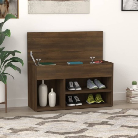 vidaXL Banco zapatero madera contrachapada roble marrón 80x30x45 cm