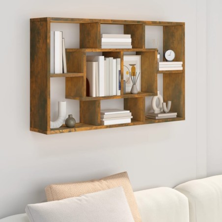 vidaXL Estantería de pared contrachapada roble ahumado 85x16x52,5 cm