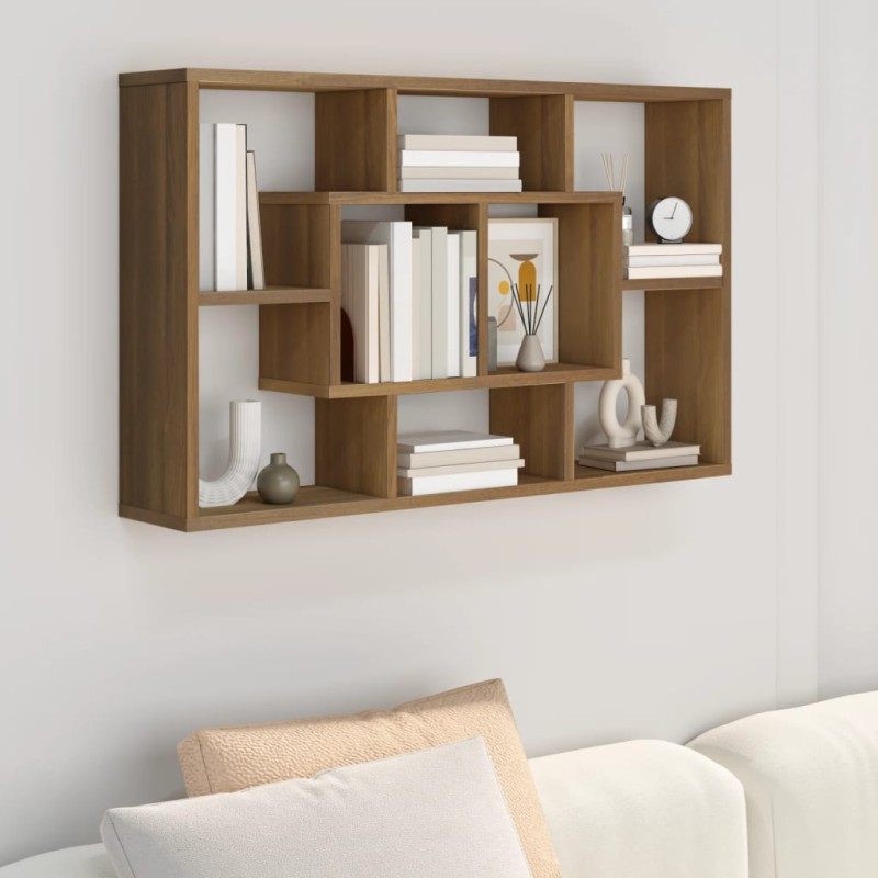 vidaXL Estantería de pared contrachapada roble marrón 85x16x52,5 cm vidaXL Estantería de pared contrachapada roble marrón 85x16x52,5 cm