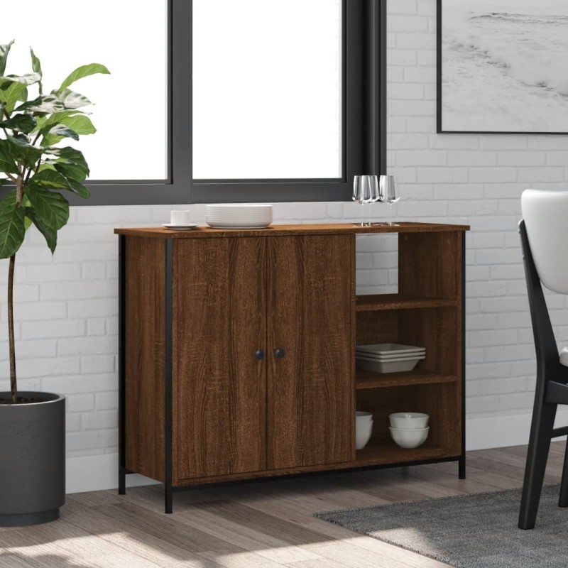 vidaXL Aparador de madera de ingeniería marrón roble 100x33x75 cm vidaXL Aparador de madera de ingeniería marrón roble 100x33x75 cm