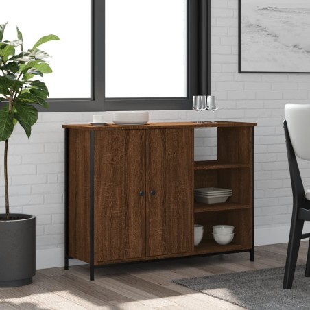 vidaXL Aparador de madera de ingeniería marrón roble 100x33x75 cm