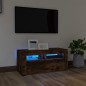 vidaXL Mueble de TV con luces LED roble ahumado 90x35x40 cm