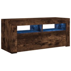 vidaXL Mueble de TV con luces LED roble ahumado 90x35x40 cm