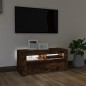 vidaXL Mueble de TV con luces LED roble ahumado 90x35x40 cm