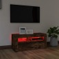 vidaXL Mueble de TV con luces LED roble ahumado 90x35x40 cm