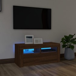 vidaXL Mueble de TV con luces LED roble marrón 90x35x40 cm