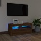 vidaXL Mueble de TV con luces LED roble marrón 90x35x40 cm vidaXL Mueble de TV con luces LED roble marrón 90x35x40 cm
