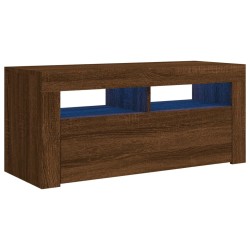 vidaXL Mueble de TV con luces LED roble marrón 90x35x40 cm