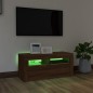 vidaXL Mueble de TV con luces LED roble marrón 90x35x40 cm vidaXL Mueble de TV con luces LED roble marrón 90x35x40 cm