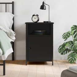 vidaXL Mesita de noche madera contrachapada negro 40x42x60 cm