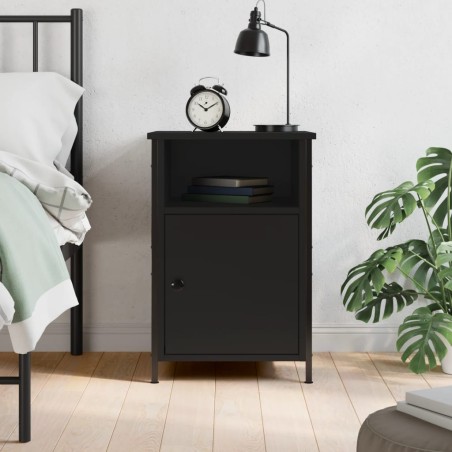 vidaXL Mesita de noche madera contrachapada negro 40x42x60 cm