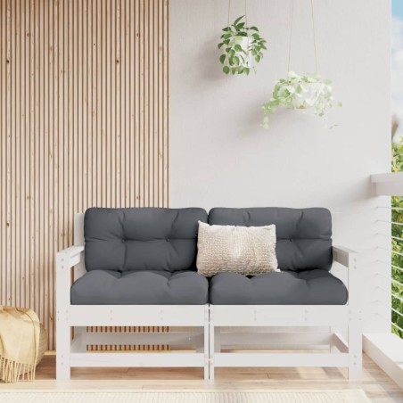vidaXL Sillones de jardín con cojines 2 uds madera maciza pino blanco