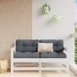 vidaXL Sillones de jardín con cojines 2 uds madera maciza pino blanco