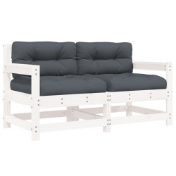 vidaXL Sillones de jardín con cojines 2 uds madera maciza pino blanco
