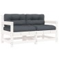 vidaXL Sillones de jardín con cojines 2 uds madera maciza pino blanco