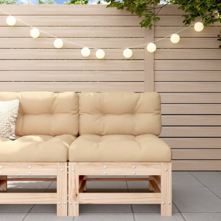 vidaXL Sofá central con cojines madera maciza de pino