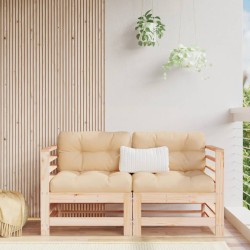 vidaXL Sofás esquineros con cojines 2 uds madera maciza de pino