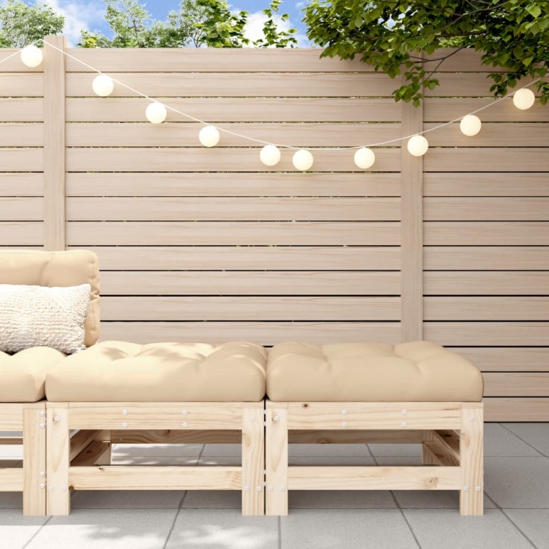 vidaXL Taburetes de jardín con cojines 2 uds madera maciza de pino