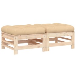 vidaXL Taburetes de jardín con cojines 2 uds madera maciza de pino