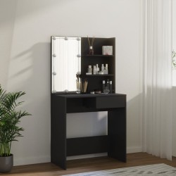 vidaXL Tocador con LED negro 74,5x40x141 cm 