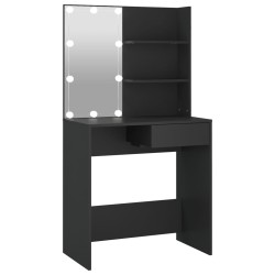 vidaXL Tocador con LED negro 74,5x40x141 cm 