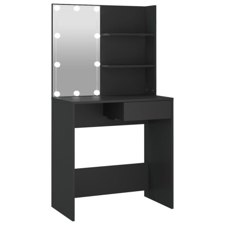 vidaXL Tocador con LED negro 74,5x40x141 cm 