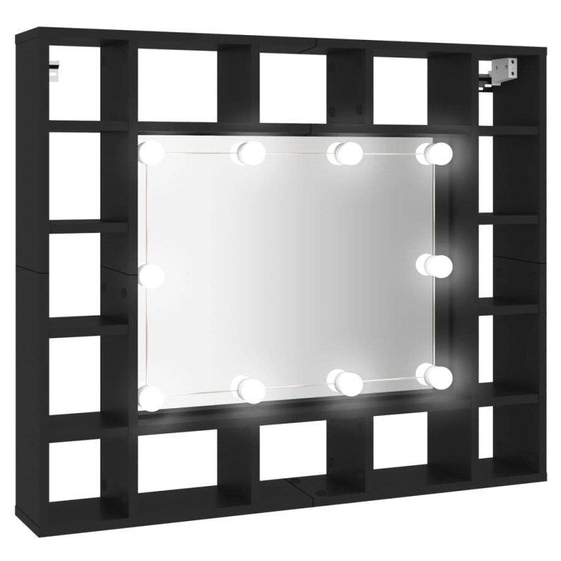 vidaXL Mueble con espejo y luces LED negro 91x15x76,5 cm vidaXL Mueble con espejo y luces LED negro 91x15x76,5 cm