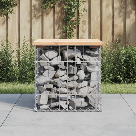 vidaXL Banco de jardín diseño gaviones madera maciza pino 43x44x42 cm