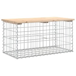 vidaXL Banco de jardín diseño gaviones madera maciza pino 83x44x42 cm