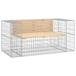 vidaXL Banco jardín diseño gaviones madera maciza pino 143x71x65,5 cm