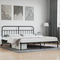 vidaXL Estructura de cama con cabecero metal negro 193x203 cm