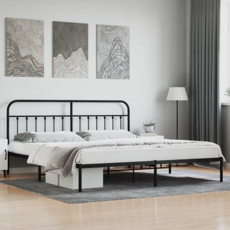 vidaXL Estructura de cama con cabecero metal negro 193x203 cm